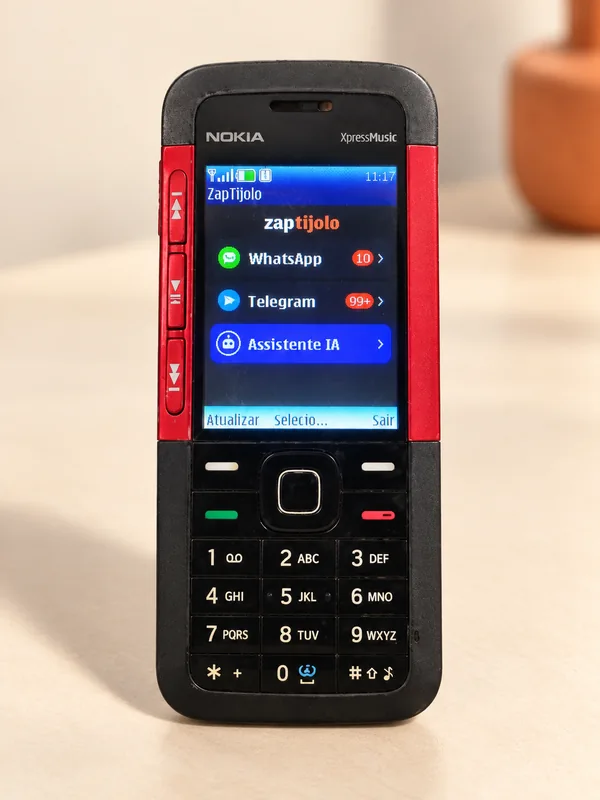 Nokia 5310 XpressMusic preto e vermelho com o ZapTijolo aberto
