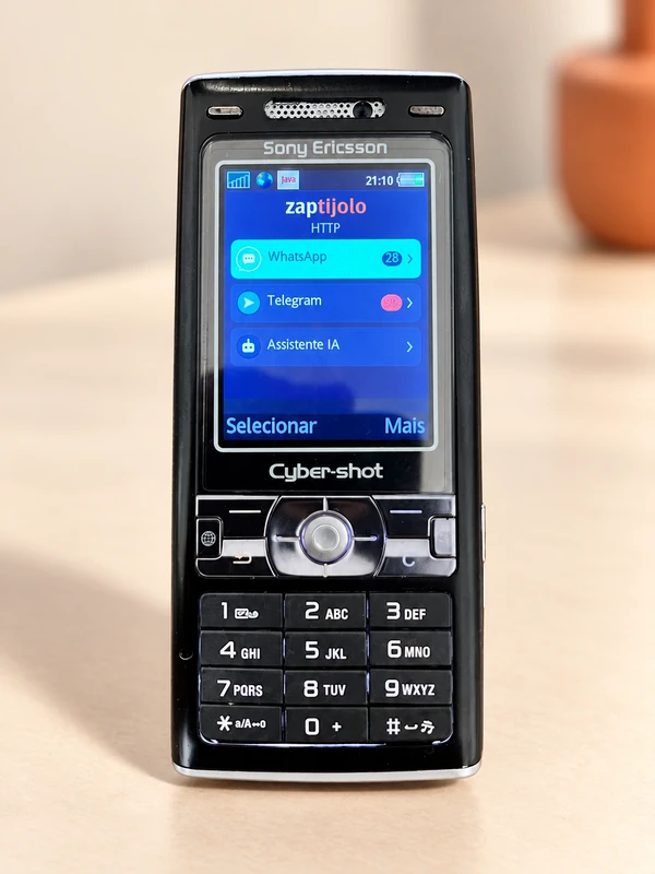 Sony Ericsson Cyber-shot com WhatsApp, Telegram e Assistente IA no ZapTijolo